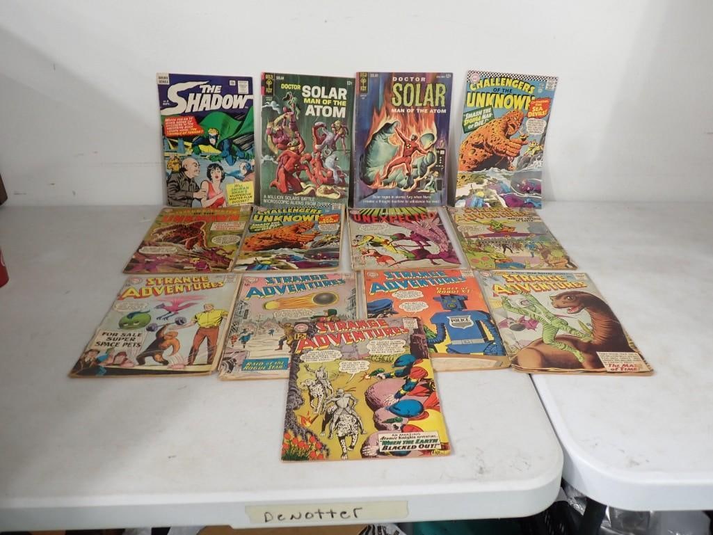 Lot of Vintage 12 cent comic books including The Shadow, Doctor Solar, Strange Adventures, Tales of (1 of 6)