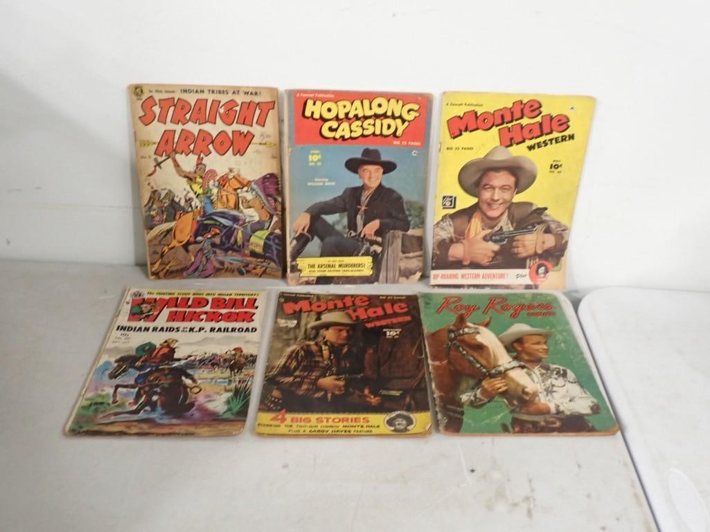 Vintage 10 Cent Comic books including Straight Arrow, Hopalong Cassidy, Monte Hale, Roy Rogers, Wild (1 of 4)