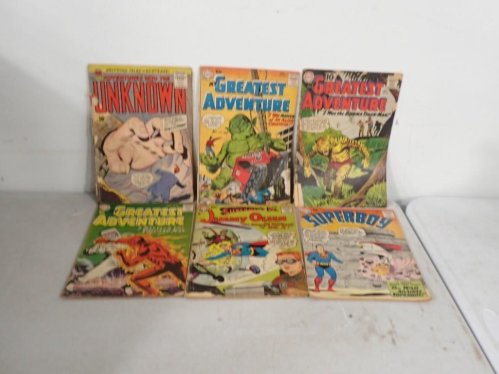 Vintage 10 Cent Comics including Superboy, Greatest Adventure, Jimmy Olsen, Adventures into the Unkn (1 of 4)