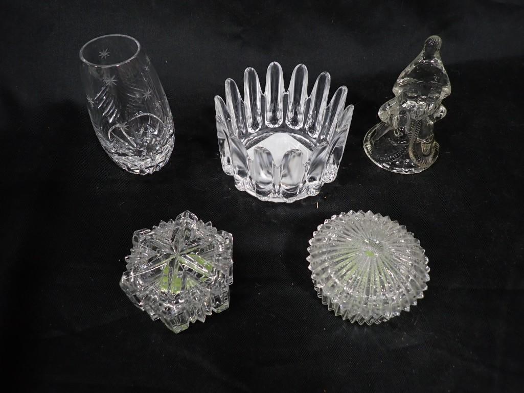 Crystal and Glass Lot incl Vintage Cut Crystal Trinket Box, Mikasa Natures Song Snowflake Lidded Tri (1 of 20)