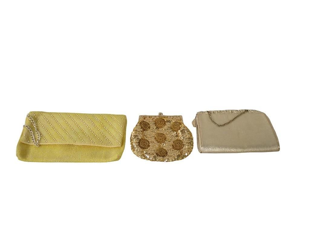 3 Vintage Purses / Clutch Bags incl 1 Sequined and 1 Beaded Made in Hong Kong and 1 Gold Lame 50's-6 (1 of 5)