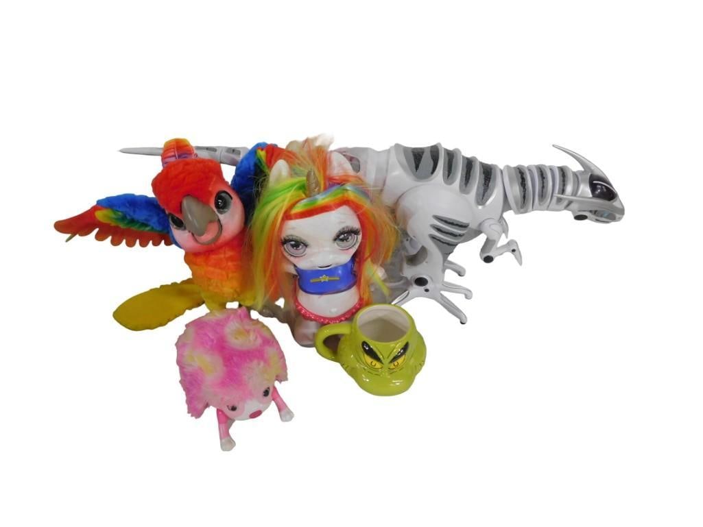 Toy Lot incl WowWee Roboraptor, Poopsie Dancing Unicorn Rainbow Brightstar, FurReal Rock-A-Too, (1 of 4)