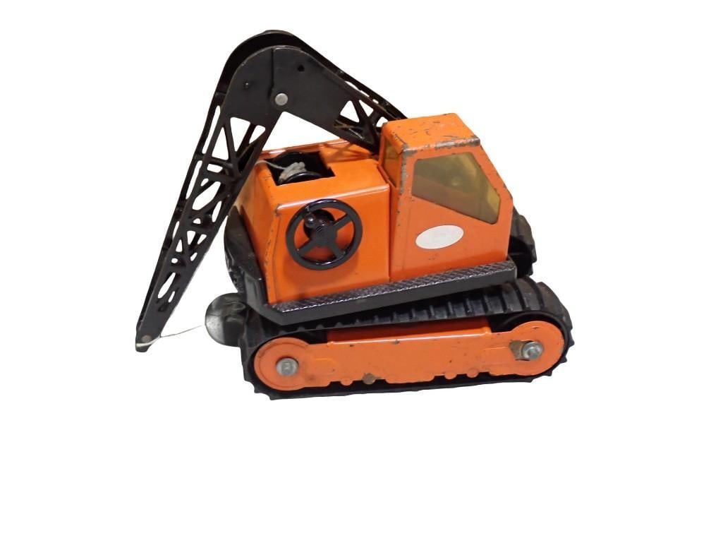 Vintage 1970s Tonka Highway Orange Crane Crawler Pressed Steel Toy (1 of 6)