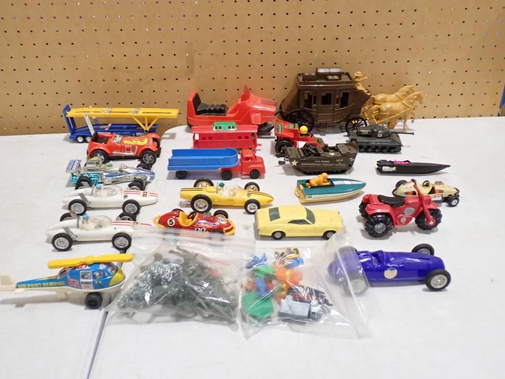 Vintage Toys incl Toy Cars and Vehicles, Race Cars, Plastic Soldiers, Toy Three Wheeler ATV, etc (1 of 8)