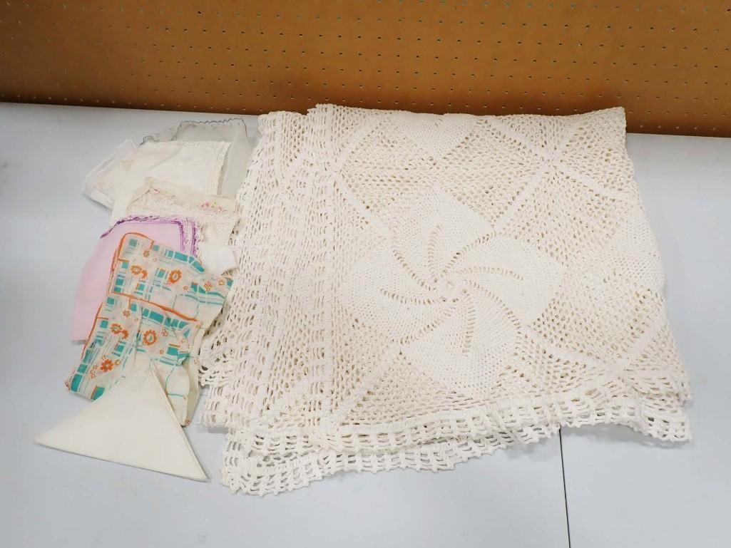 Vintage Textiles Lot including some handmade: Vintage Textiles Lot including some handmade All pictures are considered part of the description and should be examined carefully by bidders. Live Auctioneers is now offering Live Shipping through the