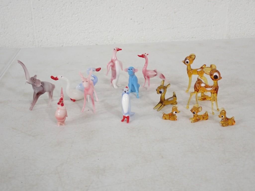 Miniature Glass Figures incl Deer, Elephant, Birds, Etc: Miniature Glass Figures incl Deer, Elephant, Birds, Etc All pictures are considered part of the description and should be examined carefully by bidders. Live Auctioneers is now offering Live Shippin