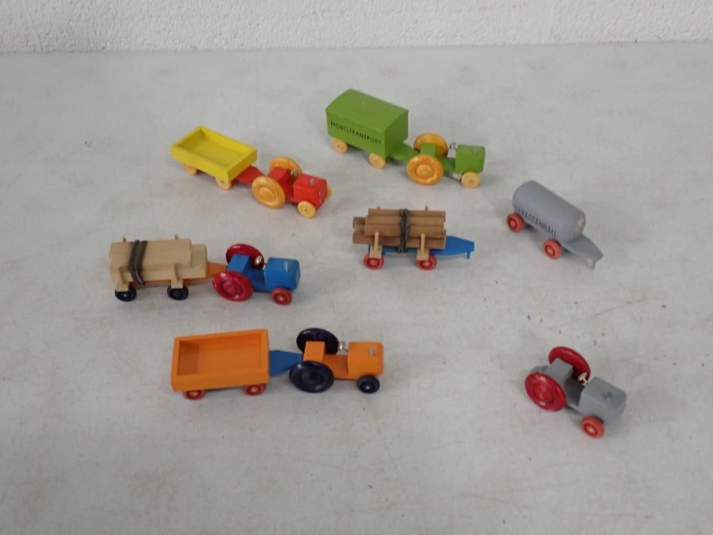 Vintage German Wood Toy Tractors and Trailers (1 of 5)