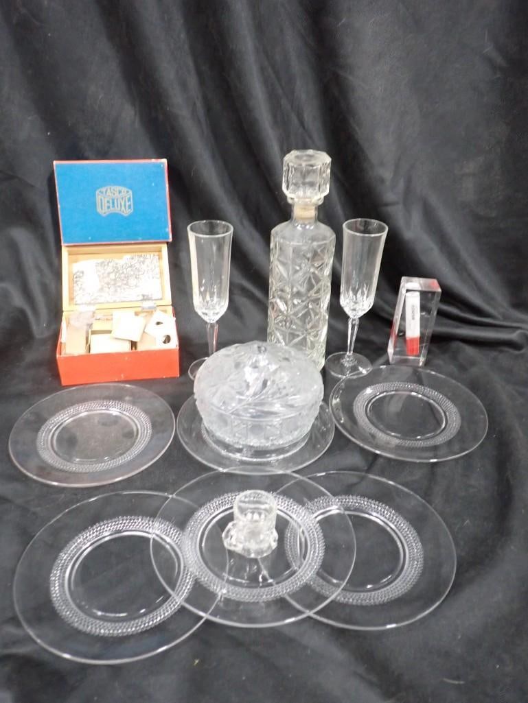 Glass Lot incl Stemware, Duncan Miller Teardrop Plates, Etc (1 of 8)