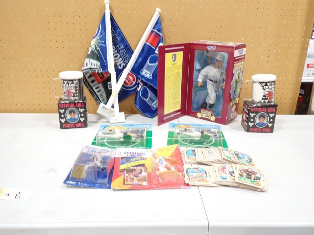 Sports Lot incl Sports Cards, Ty Cobb Starting Lineup Figure in Original Box, Chicago Cubs World Ser (1 of 10)