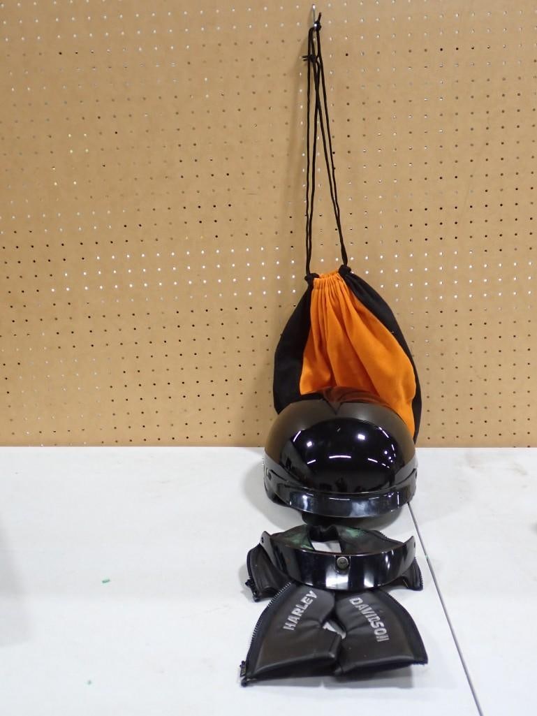 Harley Davidson Motorcycle Helmet with Neck Guard and Drawstring Bag (1 of 9)