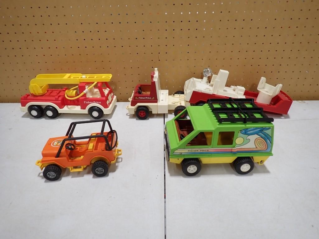 Toy Lot incl Fisher Price Van, Fisher Price Firetruck, etc: Toy Lot incl Fisher Price Van, Fisher Price Firetruck, etc All pictures are considered part of the description and should be examined carefully by bidders. Live Auctioneers is now offering Live Shippi