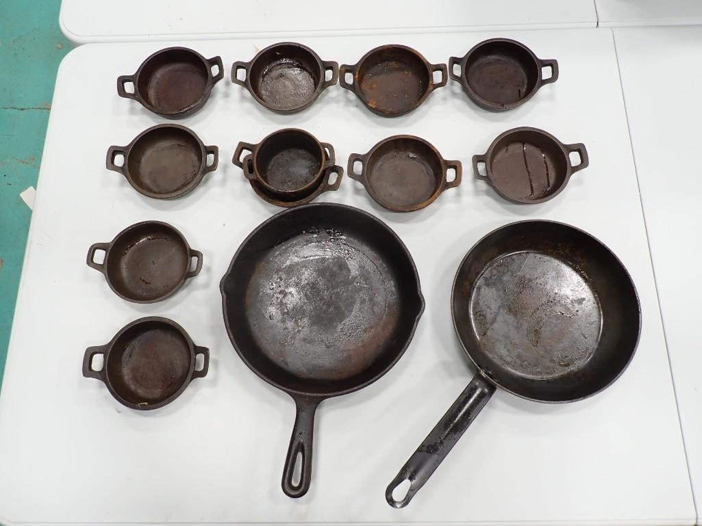 Lot of Cast Iron Frying Pans or Skillets Plus 1 Non-Cast Iron Frying Pan (1 of 13)