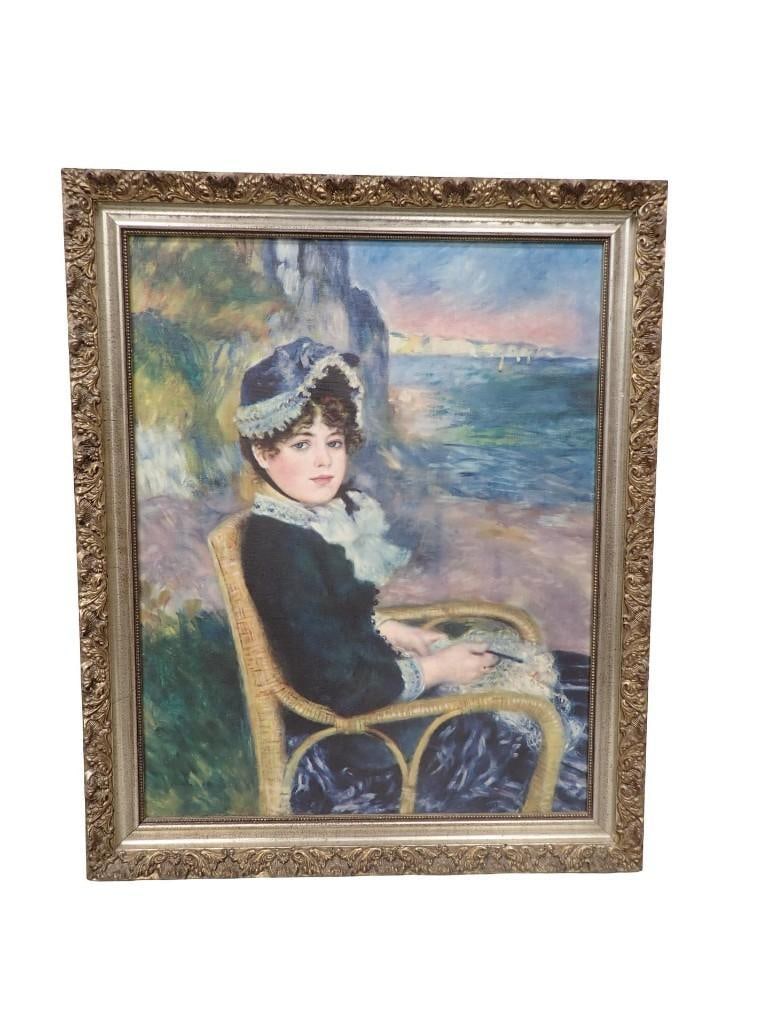 Framed Reproduction/Print of Pierre-Auguste Renoir "By the Seashore" 28" x 23": Framed Reproduction/Print of Pierre-Auguste Renoir "By the Seashore" 28" x 23" All pictures are considered part of the description and should be examined carefully by bidders.