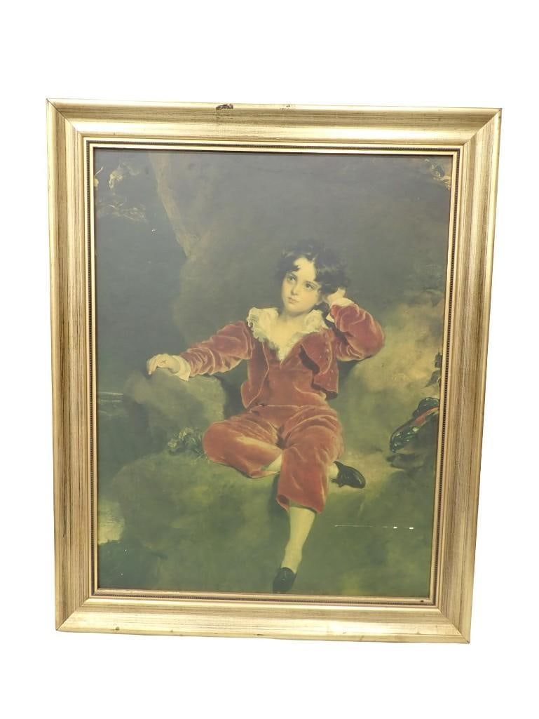 Sir Thomas Lawrence "The Little Red Boy" Art Print Framed 31" x 25" (1 of 4)