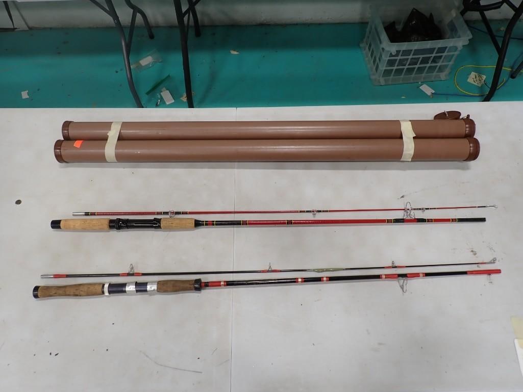 Fishing Lot - Two unbranded Spinning Rods with hard cases: Fishing Lot - Two unbranded Spinning Rods with hard cases All pictures are considered part of the description and should be examined carefully by bidders. Live Auctioneers is now offering Live Shippin
