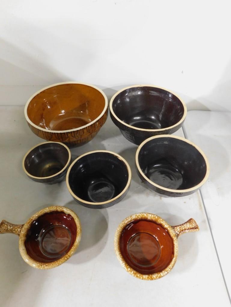 Lot of Stoneware Bowls including Soup Bowls, Drip Glaze, Hull, Roseville etc. (1 of 7)