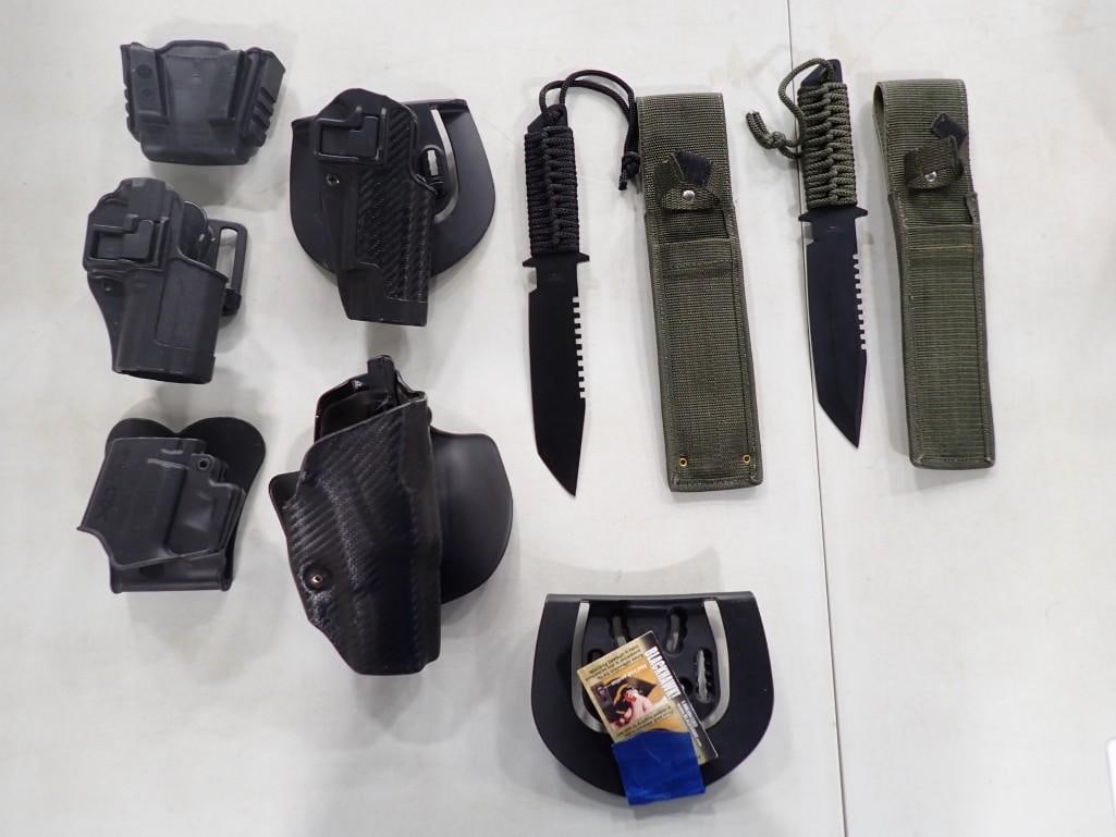 Lot of Knives and Holsters: Lot of Knives and Holsters All pictures are considered part of the description and should be examined carefully by bidders. Live Auctioneers is now offering Live Shipping through them. This is a
