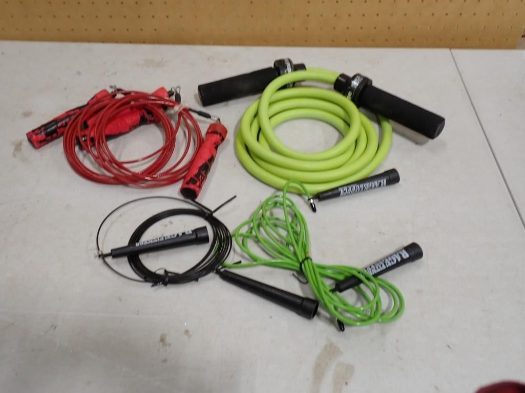 Lot of Adult Exercise Jump Ropes: Lot of Adult Exercise Jump Ropes All pictures are considered part of the description and should be examined carefully by bidders. Live Auctioneers is now offering Live Shipping through them. This is a