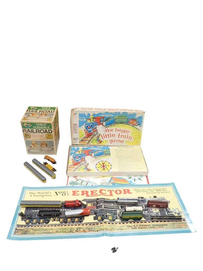 Train Lot including The Happy Little Train Game, Erector Train Poster, N Scale Trains, etc. (1 of 8)