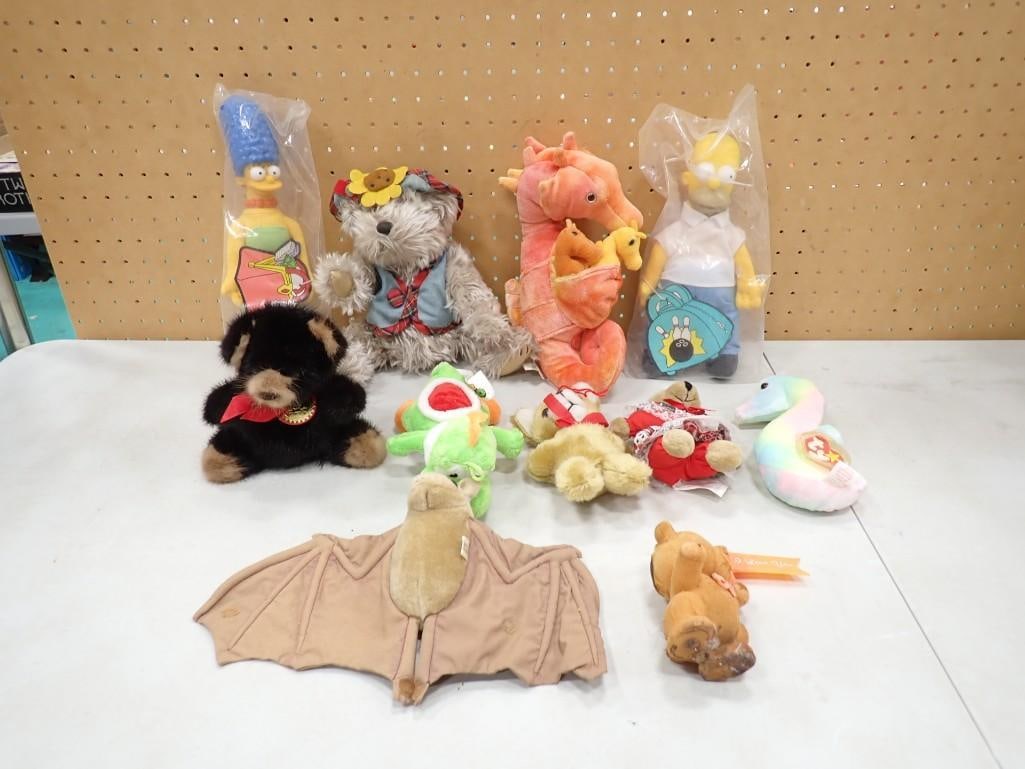 Toy Lot including the Simpsons, Plush Animals, Ty Beanie Babies, Pickford Bears, etc.: Toy Lot including the Simpsons, Plush Animals, Ty Beanie Babies, Pickford Bears, etc. All pictures are considered part of the description and should be examined carefully by bidders. Live Auctioneers 