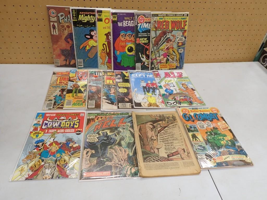 Comic Books including Alf, G.I. Combat, Cowboys of Moo Mesa, War is Hell, Mighty Mouse, Walt Disney,: Comic Books including Alf, G.I. Combat, Cowboys of Moo Mesa, War is Hell, Mighty Mouse, Walt Disney, Red Wolf, etc. All pictures are considered part of the description and should be examined carefully
