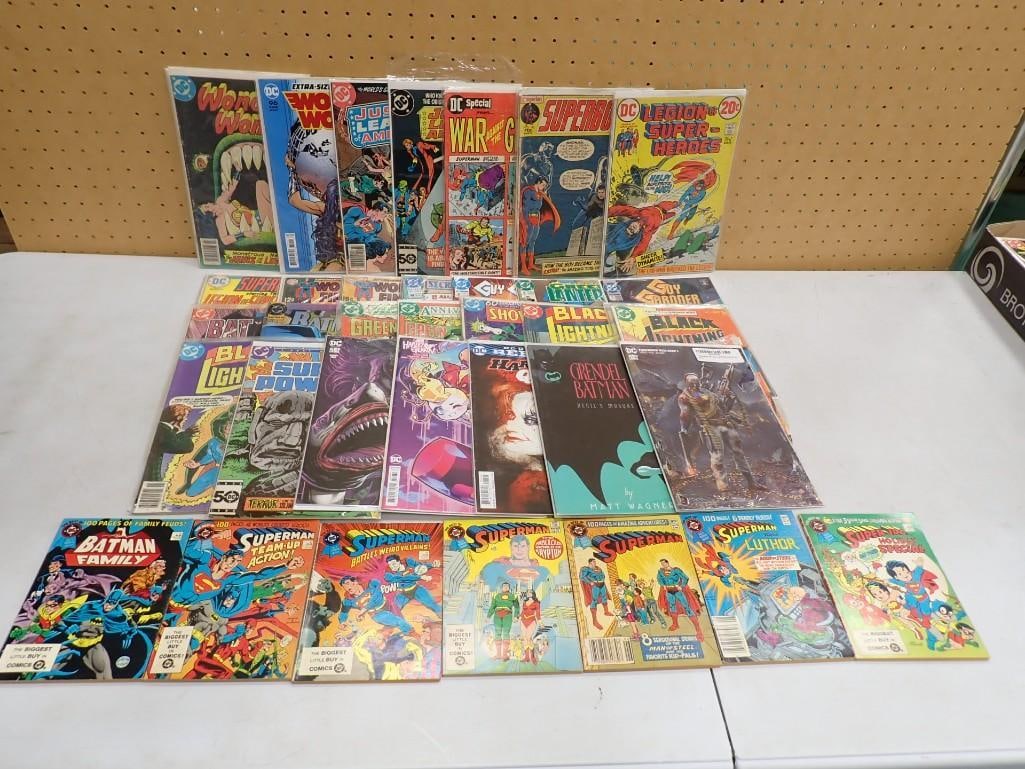 Comic Books including Superman, Batman, Green Lantern, Legion of Super-Heroes, Justice League: Comic Books including Superman, Batman, Green Lantern, Legion of Super-Heroes, Justice League, Wonder Woman, Black Lightning, etc. All pictures are considered part of the description and should be exa