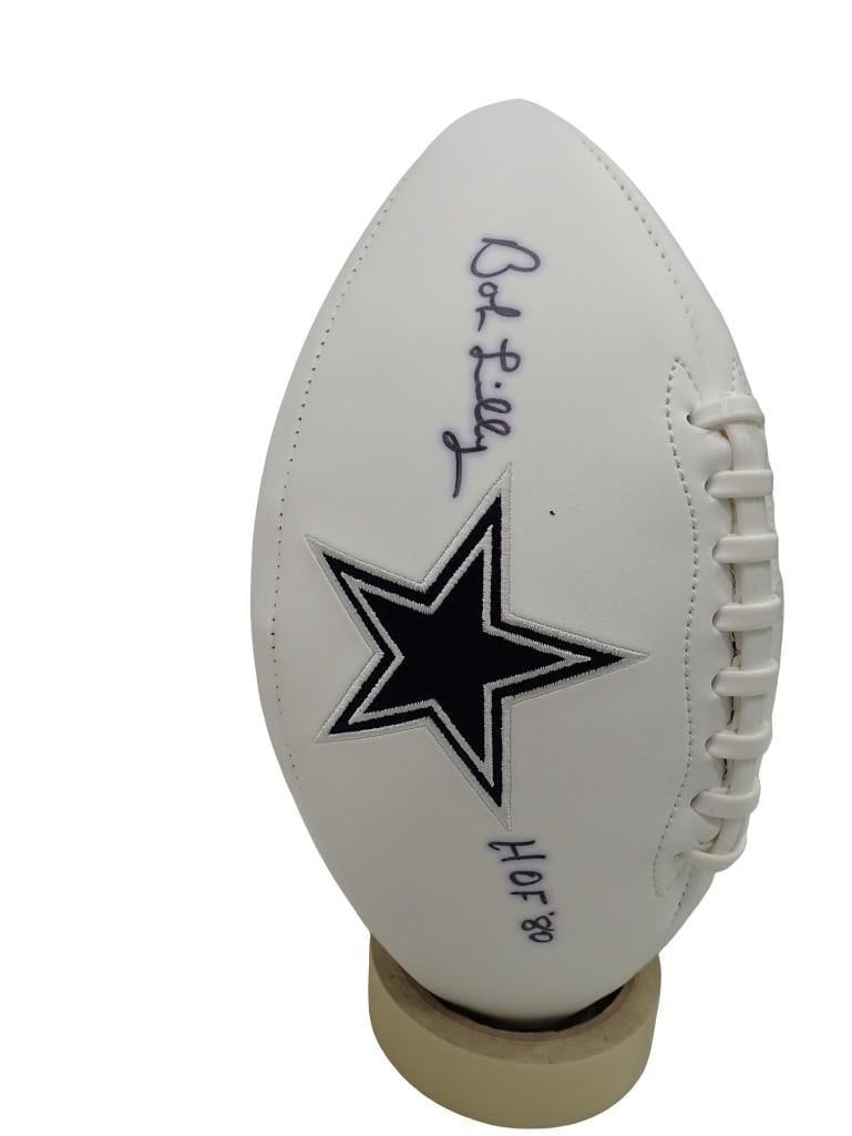 Bob Lilly HOF 80 Signed Dallas Cowboys Football with JSA COA: Bob Lilly HOF 80 Autographed Dallas Cowboys Football with JSA COA All pictures are considered part of the description and should be examined carefully by bidders. Live Auctioneers is now offering Live