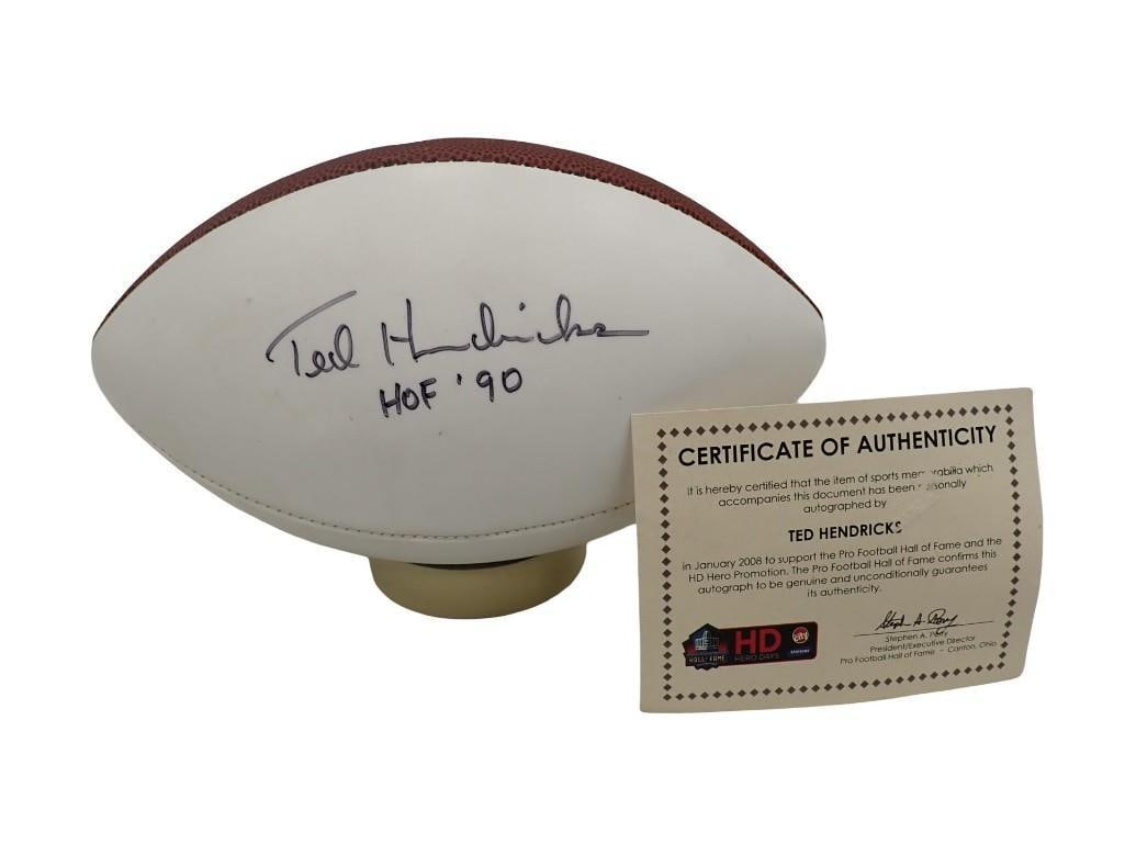 Ted Hendricks Signed Football with Pro Football Hall of Fame COA (1 of 7)