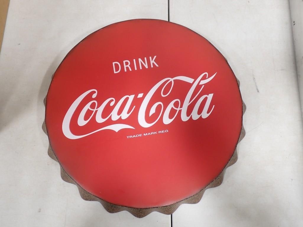 Coca Cola Bottle Cap Shaped Wall Hanging Sign - Roughly 13.5" (1 of 6)
