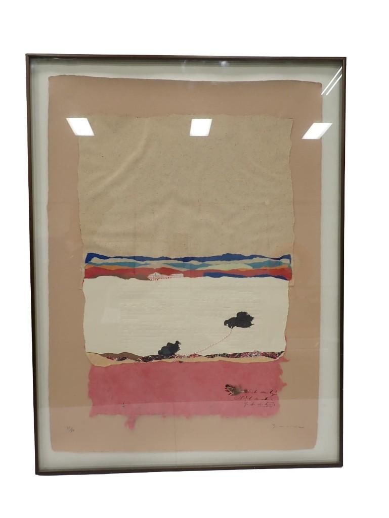 Ricardo Benaim b. 1949 "Behind the Mountain" Mixed Media Art 35"x26": Ricardo Benaim b. 1949 "Behind the Mountain" Mixed Media Art 35"x26" All pictures are considered part of the description and should be examined carefully by bidders. Live Auctioneers i