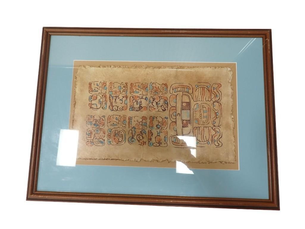 Framed Mayan Calendar El Calendario Maya Tulum 21" x 16": Framed Mayan Calendar Label on the back says "El Calendario Maya Tulum" 21" x 16" All pictures are considered part of the description and should be examined carefully by bi