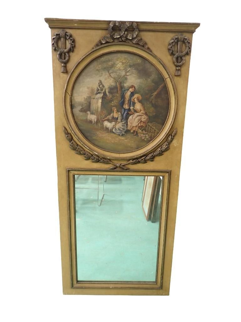 Large Antique Mirror Featuring Fetes Champetres French Pastoral original painting (1 of 6)