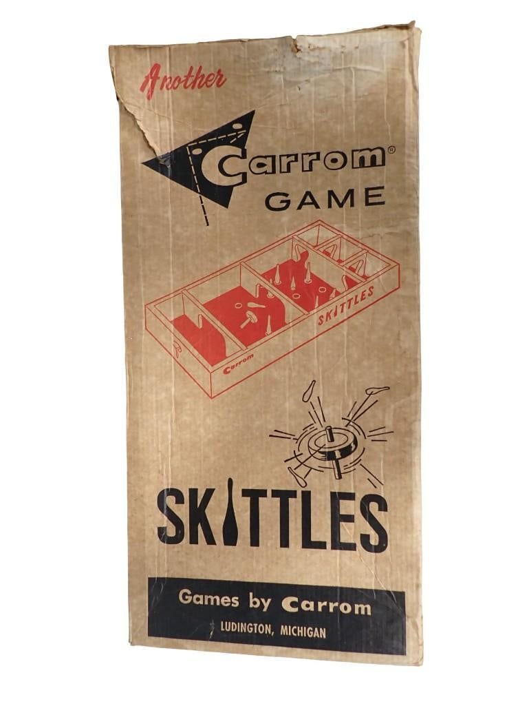 Vintage Skittles Game by Carrom in Original Box: Vintage Skittles Game by Carrom in Original Box Condition: unchecked for completeness. Includes everything that you see in the pictures. All pictures are considered part of the descr