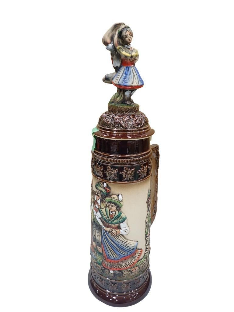 Large King German Beer Stein with Figural Lid - roughly 25" tall (1 of 10)