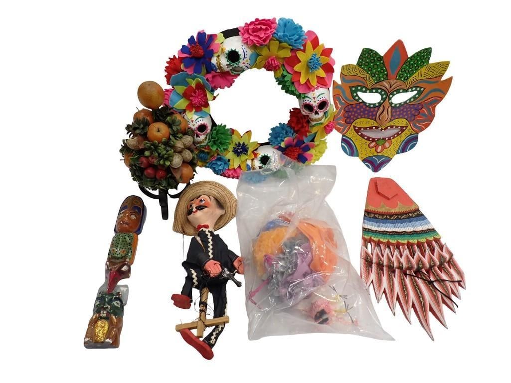 Home Decor incl Skull Wreath, Marionette Puppet, Decorative Mask, etc: Home Decor incl Skull Wreath, Marionette Puppet, Decorative Mask, etc All pictures are considered part of the description and should be examined carefully by bidders. Live Auctioneers is now offering 