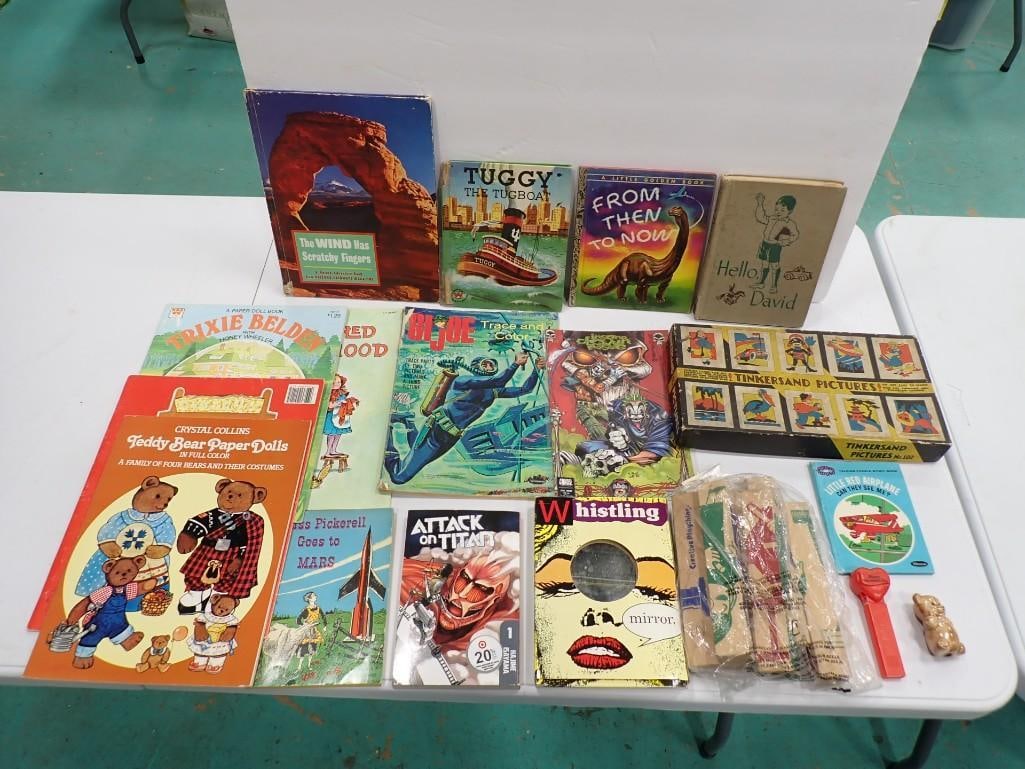 Vintage Children's Books, Etc incl Hello David Book, Tinkersand Pictures, GI Joe Trace and Color, et: Vintage Children's Books, Etc incl Hello David Book, Tinkersand Pictures, GI Joe Trace and Color, etc Condition: unchecked All pictures are considered part of the description and shoul