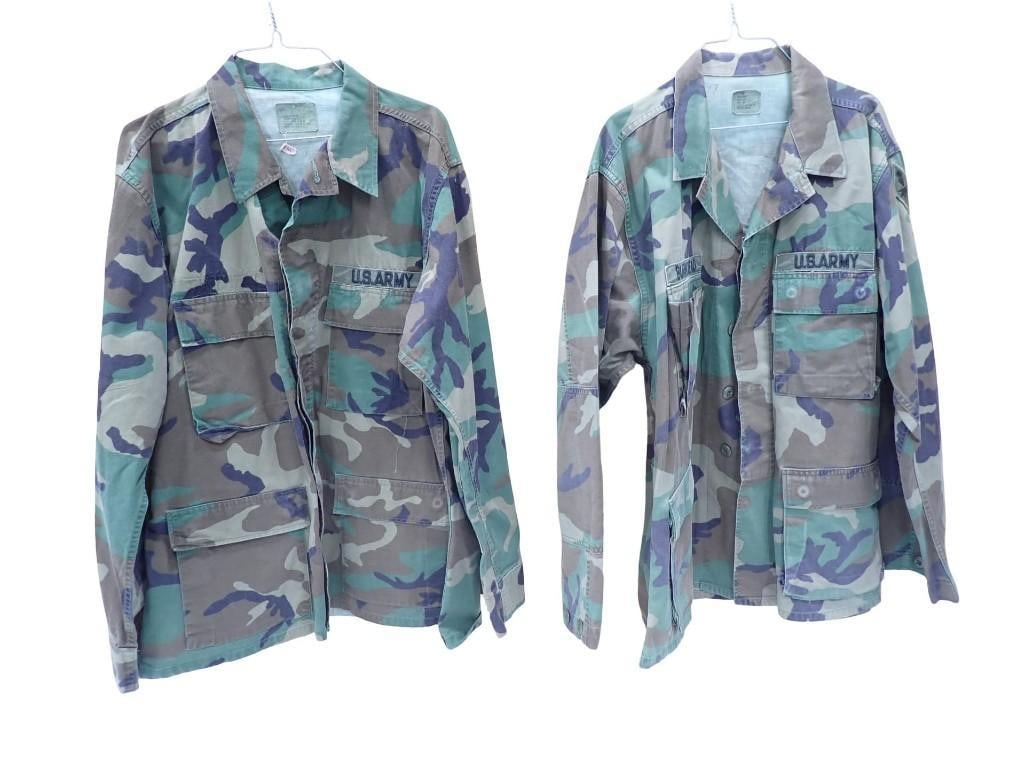 2 US Army Woodland Camouflage BDU Jackets Size Large Regular (1 of 10)