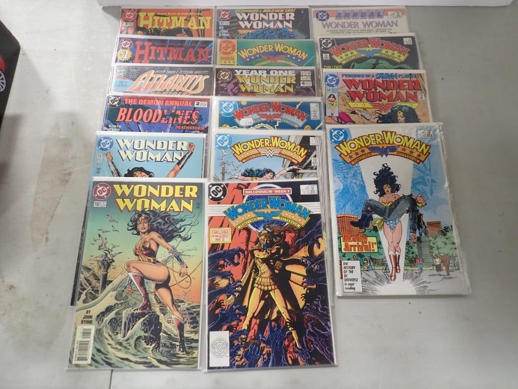 Comic Books incl Wonder Woman, Bloodlines, Atlantis, Hitman: Lot of Comic Books incl Wonder Woman, Bloodlines, Atlantis, Hitman All pictures are considered part of the description and should be examined carefully by bidders. Live Auctioneers is now offerin