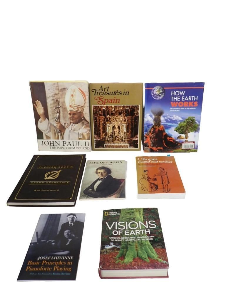 Book lot including John Paul II, Art Treasures in Spain, The Onion Book of Known Knowledge, Chopin,: Book lot including John Paul II, Art Treasures in Spain, The Onion Book of Known Knowledge, Chopin, How the Earth Works, etc. All pictures are considered part of the description and should be examined