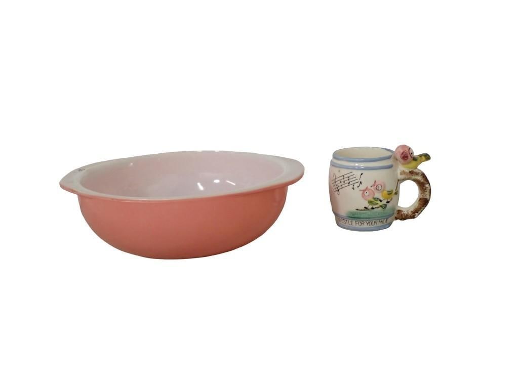 Vintage Pyrex 2-quart Casserole Dish - Flamingo Pattern and Ross Products Whistle for Your Milk (1 of 7)