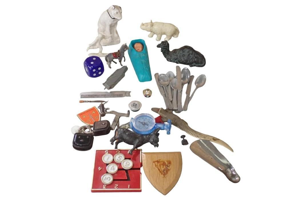 Lot of Smalls incl Flatware, Figures, Shoe Horn, Brainteaser, etc (1 of 5)