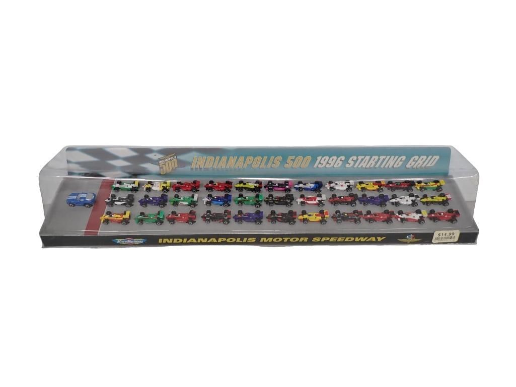 Galoob Micro Machines 1996 Indianapolis 500 Starting Grid Set incl 34 Miniature Replica Cars in a D: Galoob Micro Machines 1996 Indianapolis 500 Starting Grid Set featuring 34 Miniature Replica Cars in a Display Case All pictures are considered part of the description and should be examined carefully