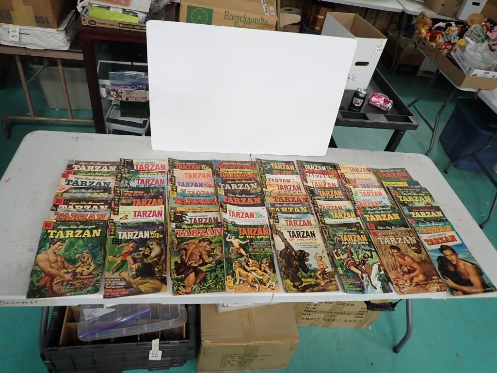 Tarzan Comic Books incl 10 Cent, 12 Cent, 15 Cent, etc. Large Lot: Tarzan Comic Books incl 10 Cent, 12 Cent, 15 Cent, etc. Large Lot All pictures are considered part of the description and should be examined carefully by bidders. Live Auctioneers is now offering Live
