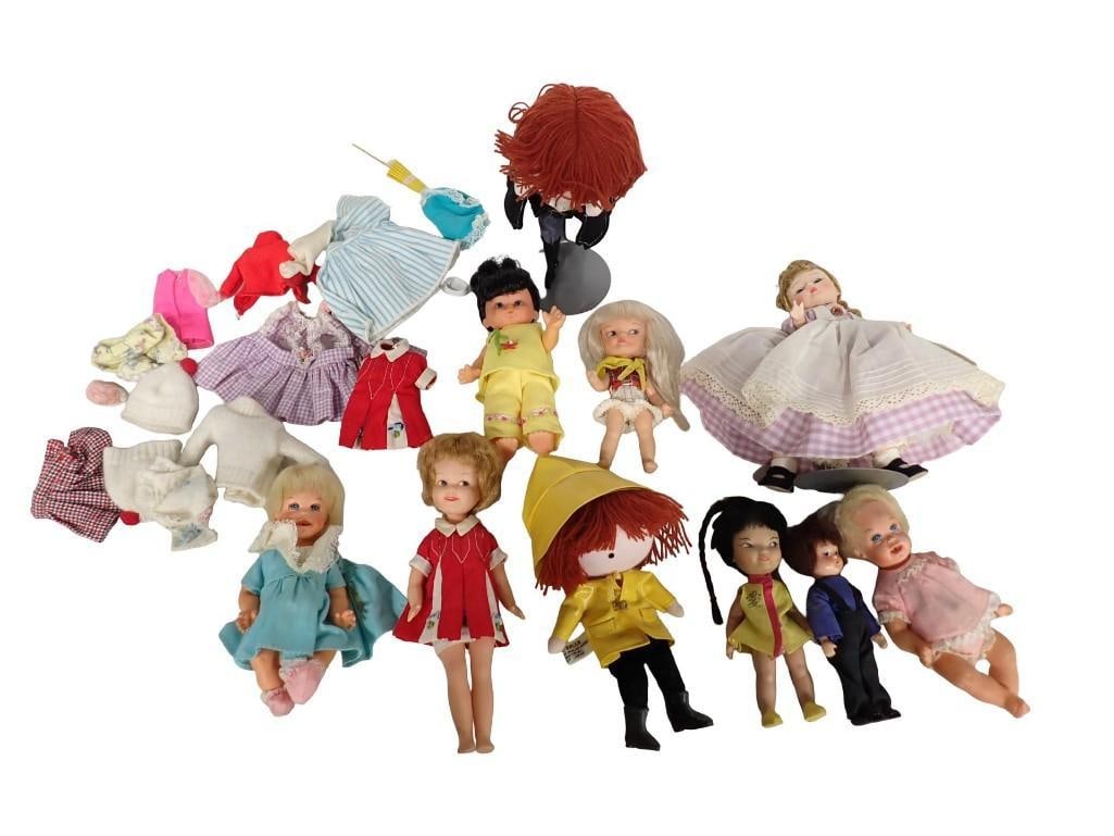 Mini Dolls Lot incl Penny Brite, Remco Pocketbook Dolls, Mattel Tiny Cheerful Tearful, (1 of 9)
