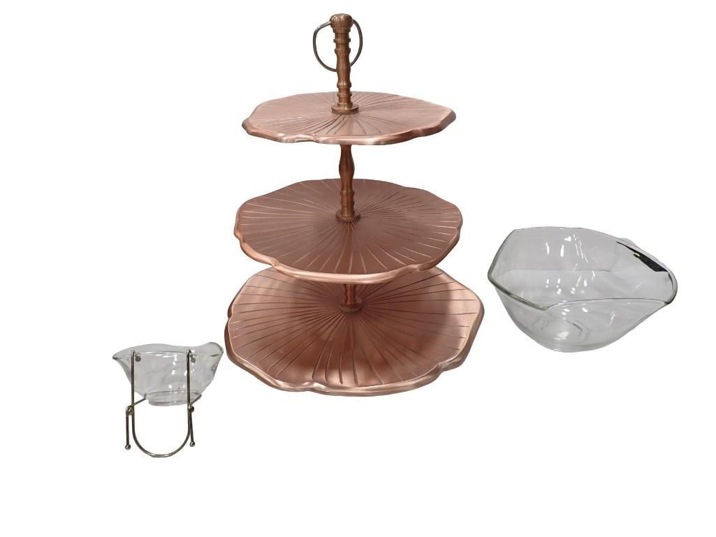 Odi 3 Tier Lily Pad Server and 2 Smaller Nut or Candy Bowls (1 of 15)