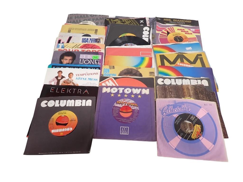 Lot of 45 RPM Vinyl Records incl Lionel Richie, Neil Diamond, USA For Africa, Boz Scaggs, (1 of 8)