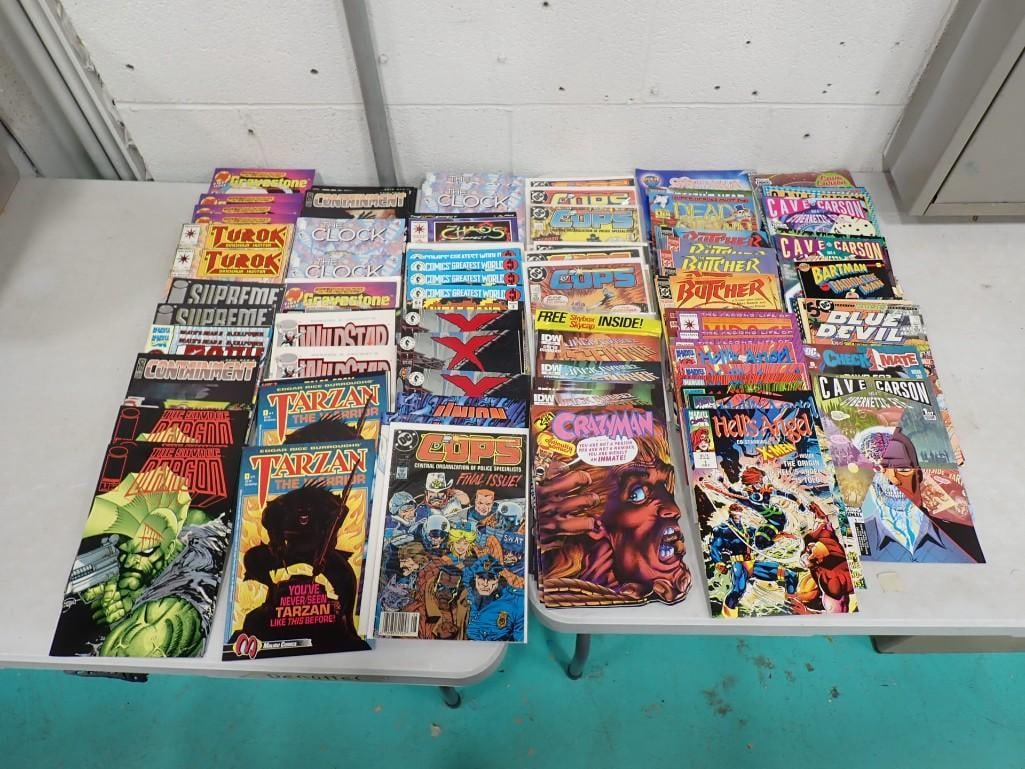 Comic Books incl Tarzan the Warrior, Cops Final Issue, Crazyman, Batman and Radioactive Man, Etc (1 of 13)