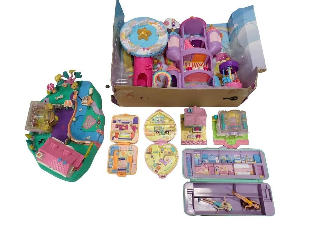 Polly Pocket Rainbow Funland Theme Park Playset, Vintage Polly Pocket Magical Movin Pollyville Blueb: Polly Pocket Rainbow Funland Theme Park Playset, Vintage Polly Pocket Magical Movin Pollyville Bluebird, etc. Condition: includes only what you see in the pictures. Not checked for c