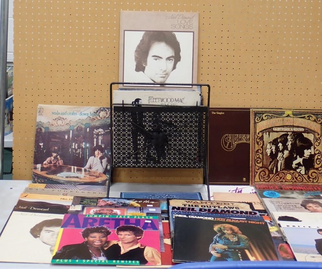 Vinyl Record LP Lot including Neil Diamond, Carpenters, Aretha Franklin, Springsteen, Fleetwood Mac (1 of 9)