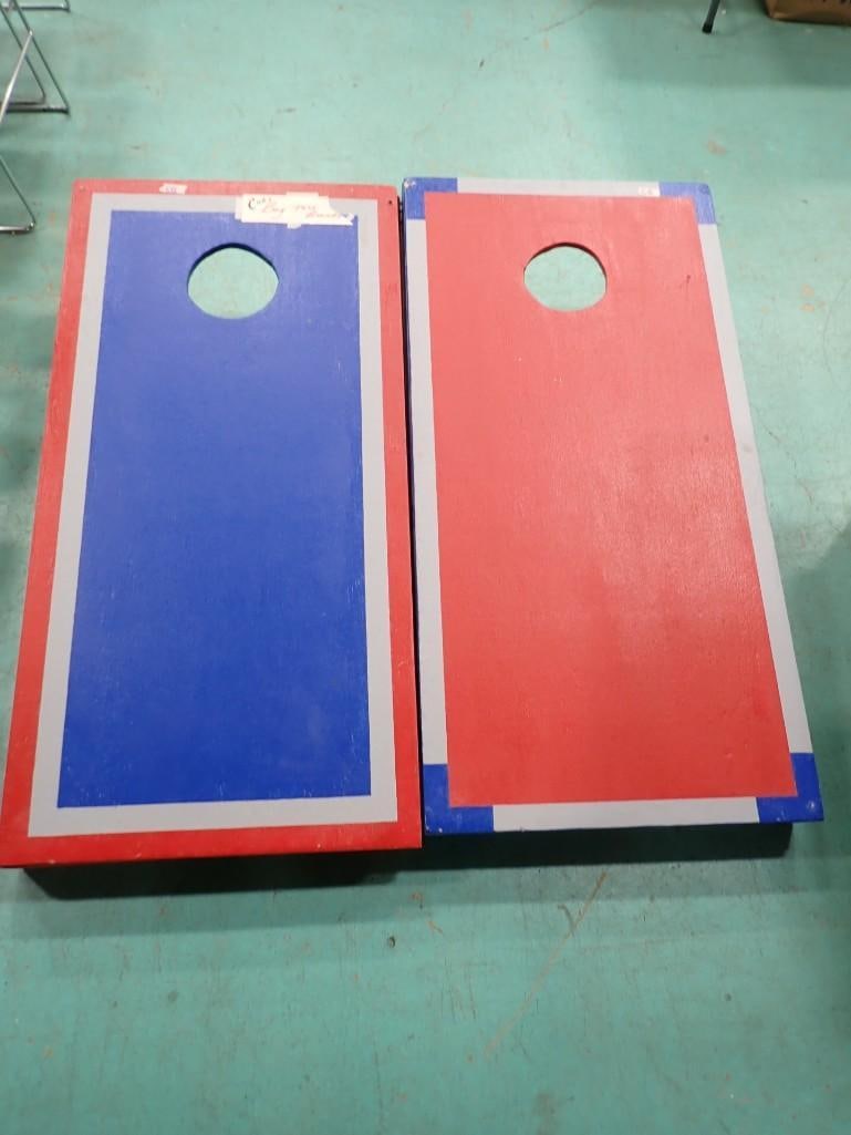 Blue and Red Cornhole / Bags Game: Blue and Red Corn hole / Bags Game All pictures are considered part of the description and should be examined carefully by bidders. Live Auctioneers is now offering Live Shipping through them. This is